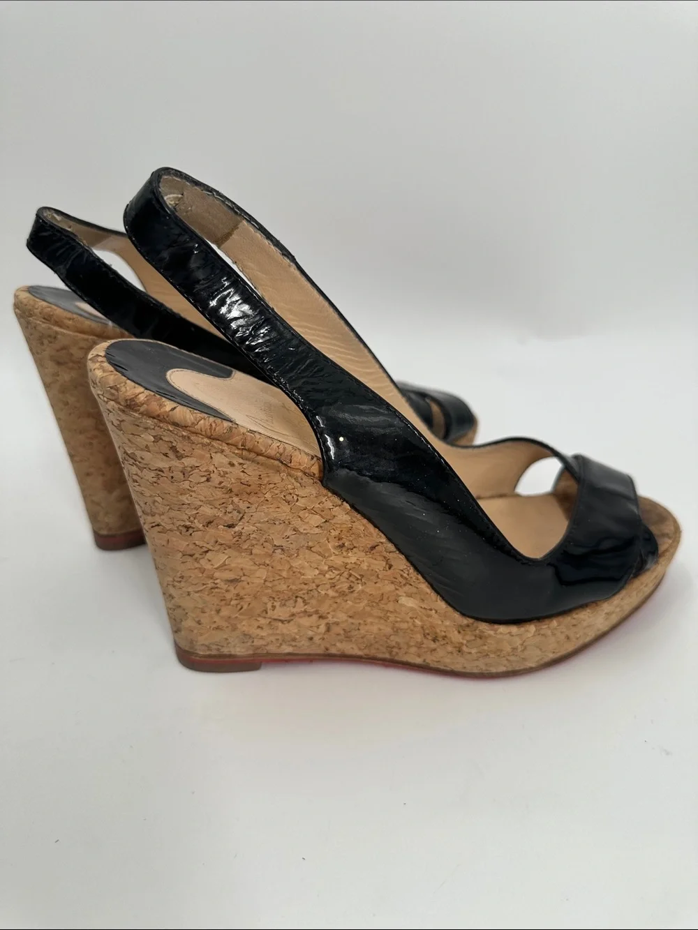 Christian Louboutin cork peep toe wedge sandals size 36 U.S. 6